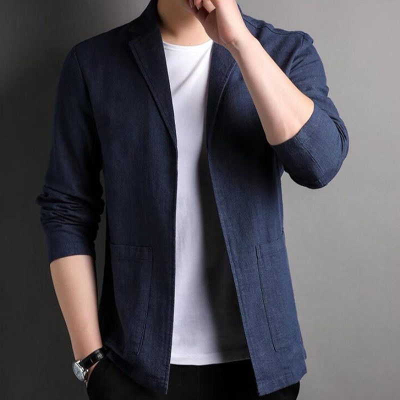 Notch Lapel Linen Blazer for Men