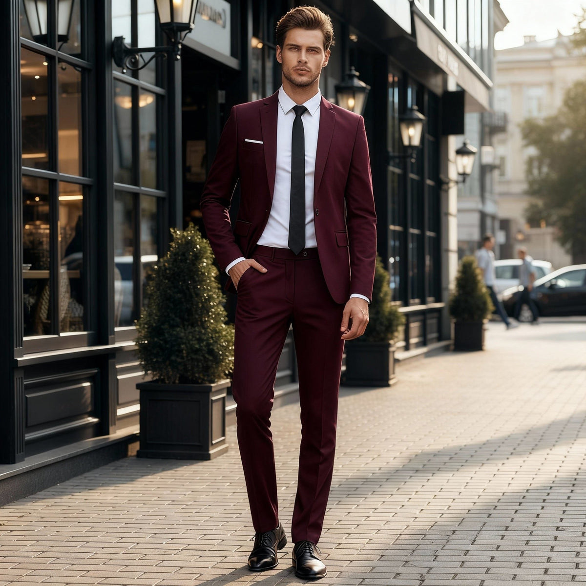 Notched Lapel Two-Piece Suit for Men