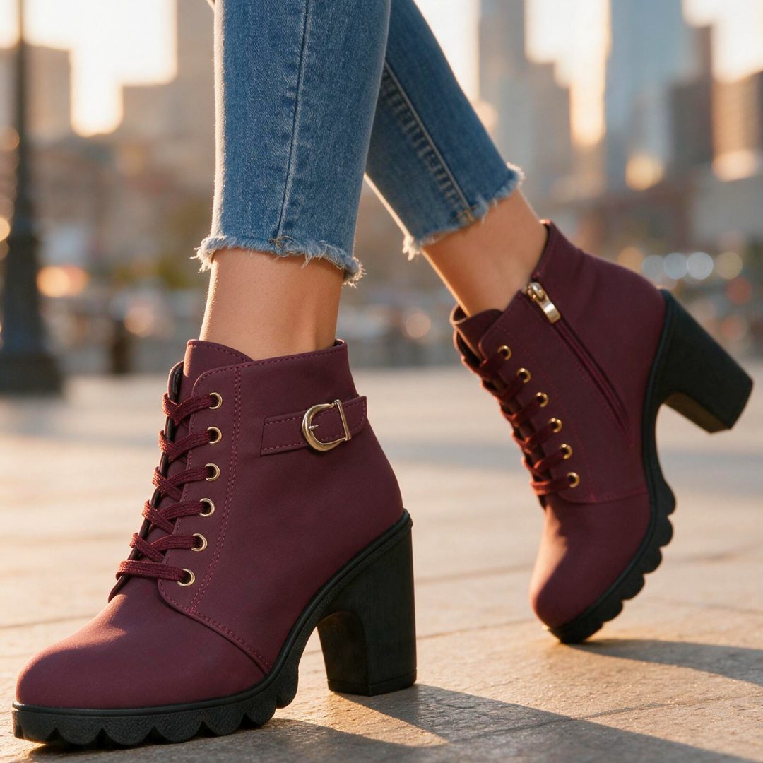 Nova | Women's Lace-Up Platform Block Heel Ankle Boots