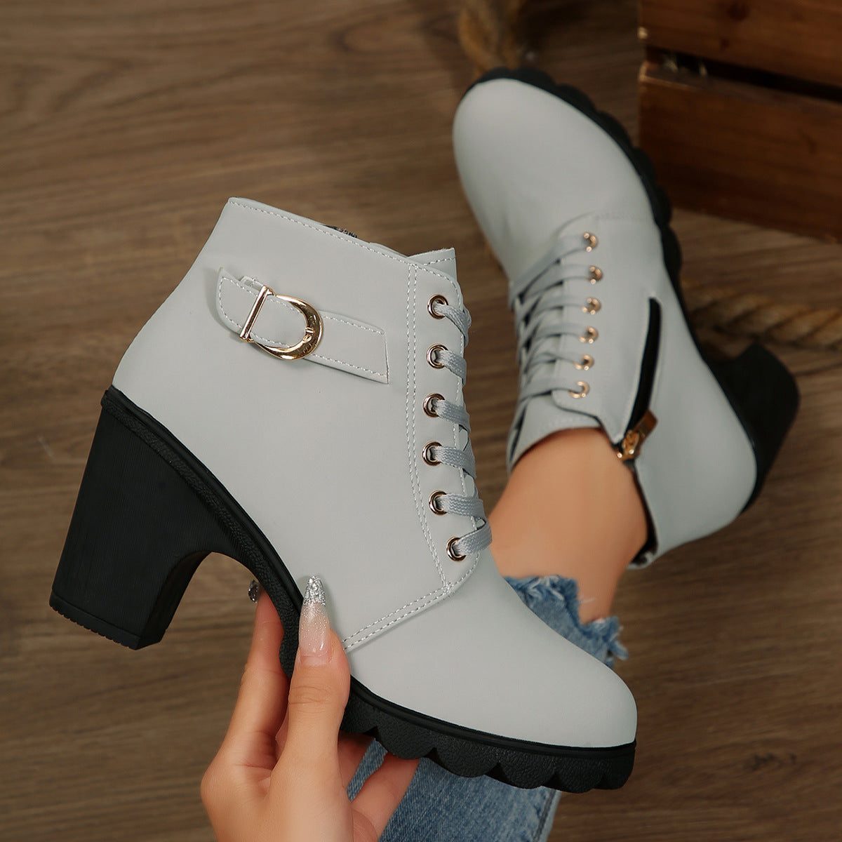 Nova | Women's Lace-Up Platform Block Heel Ankle Boots
