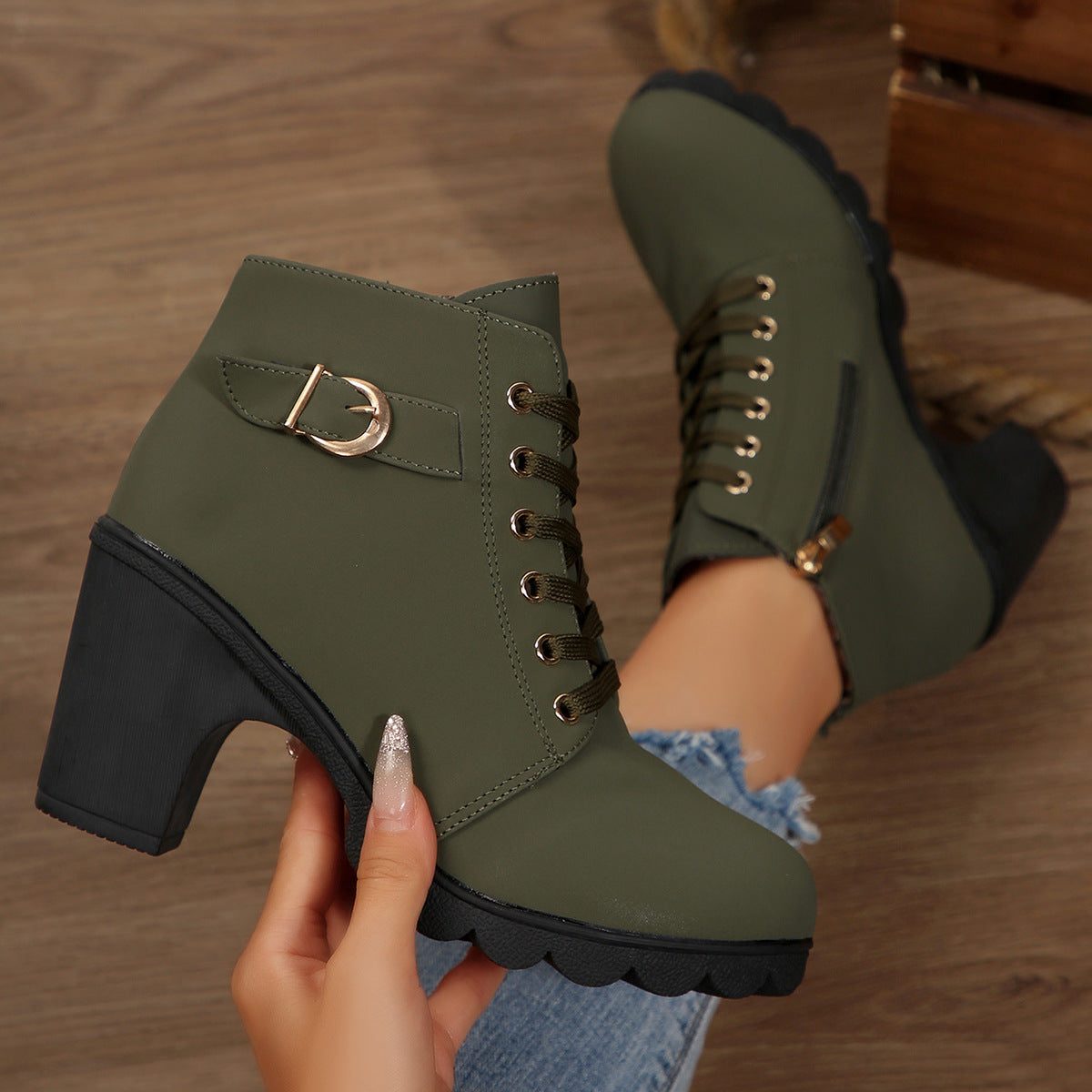 Nova | Women's Lace-Up Platform Block Heel Ankle Boots