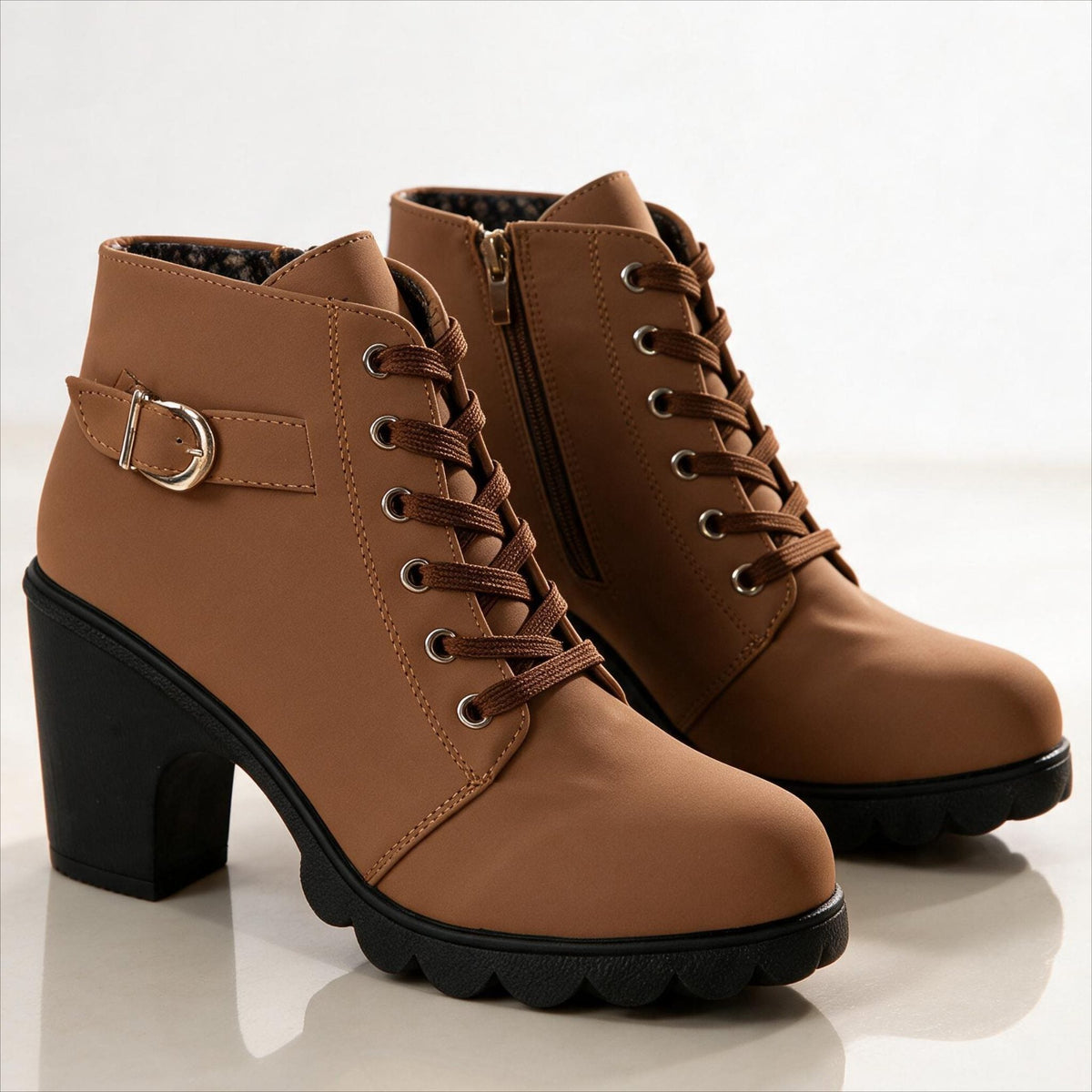 Nova | Women's Lace-Up Platform Block Heel Ankle Boots