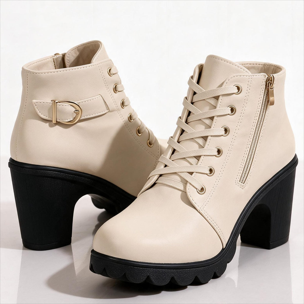Nova | Women's Lace-Up Platform Block Heel Ankle Boots