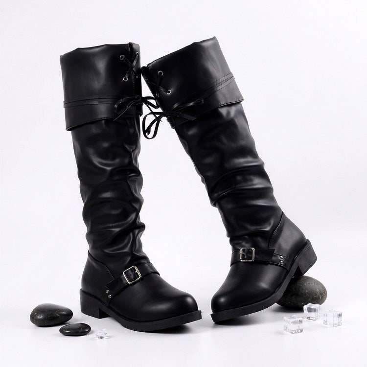 Novalee - Women’s Slouchy Knee High Buckle Boots