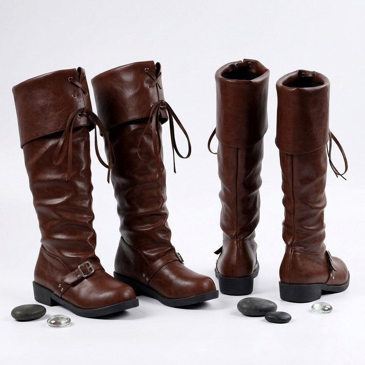 Novalee - Women’s Slouchy Knee High Buckle Boots