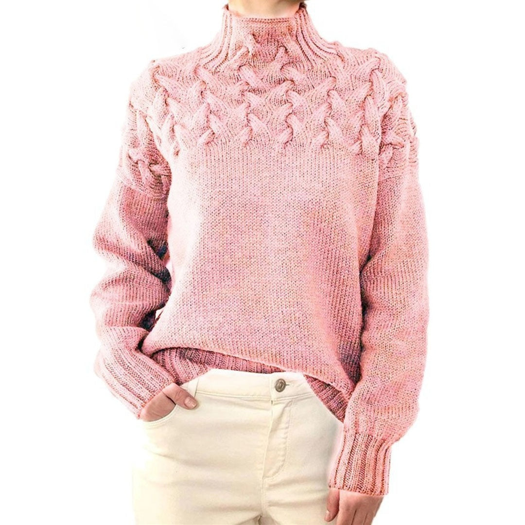 Colette | Women's Cable Knit Turtleneck Sweater Long Sleeve Pullover