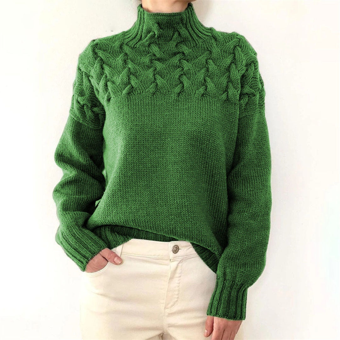 Colette | Women's Cable Knit Turtleneck Sweater Long Sleeve Pullover