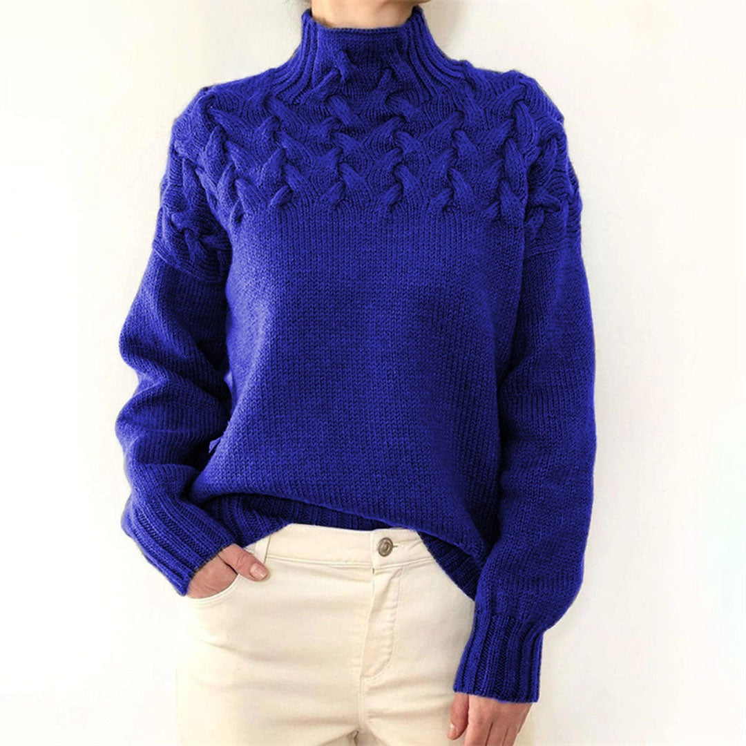 Colette | Women's Cable Knit Turtleneck Sweater Long Sleeve Pullover