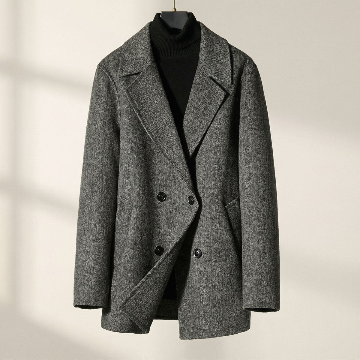STRUCTURED WOOL COAT FOR MEN