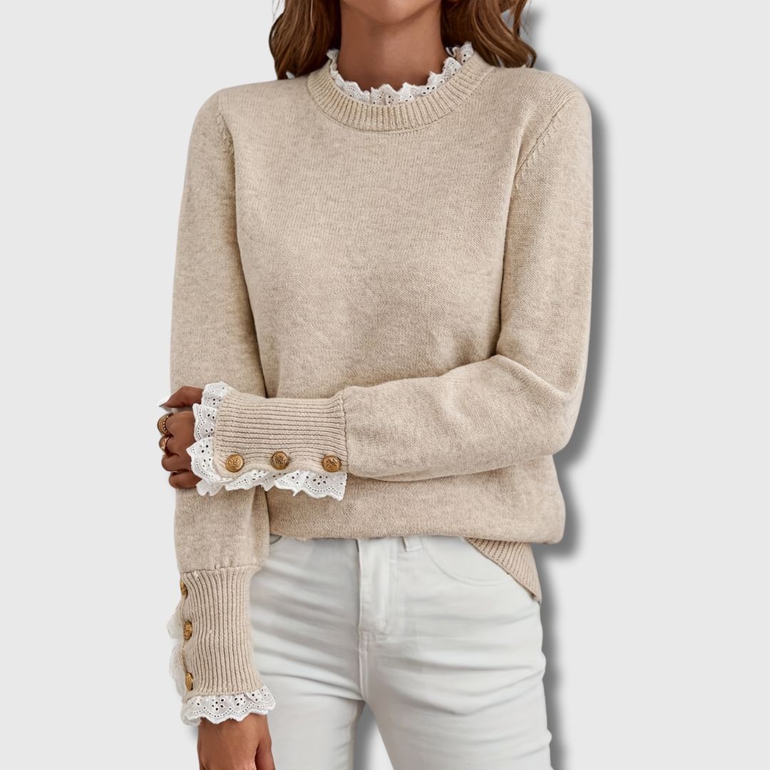Agatha | Lace Trim Knit Sweater
