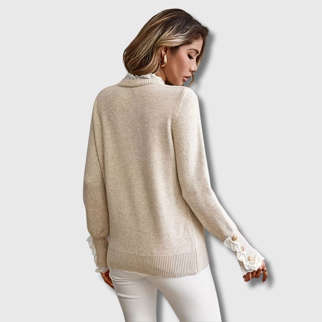 Agatha | Lace Trim Knit Sweater