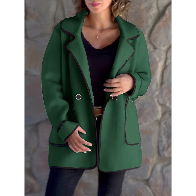 Delaine | Oversized Contrast Trim Loose Winter Coat