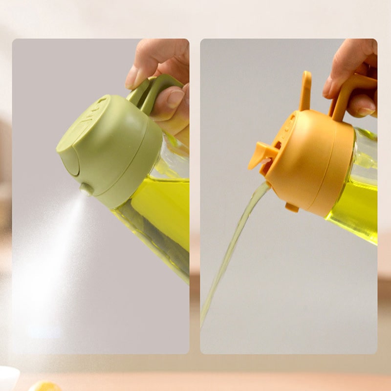 Oil Dispenser Bottle and Sprayer with Glass Construction and Handle