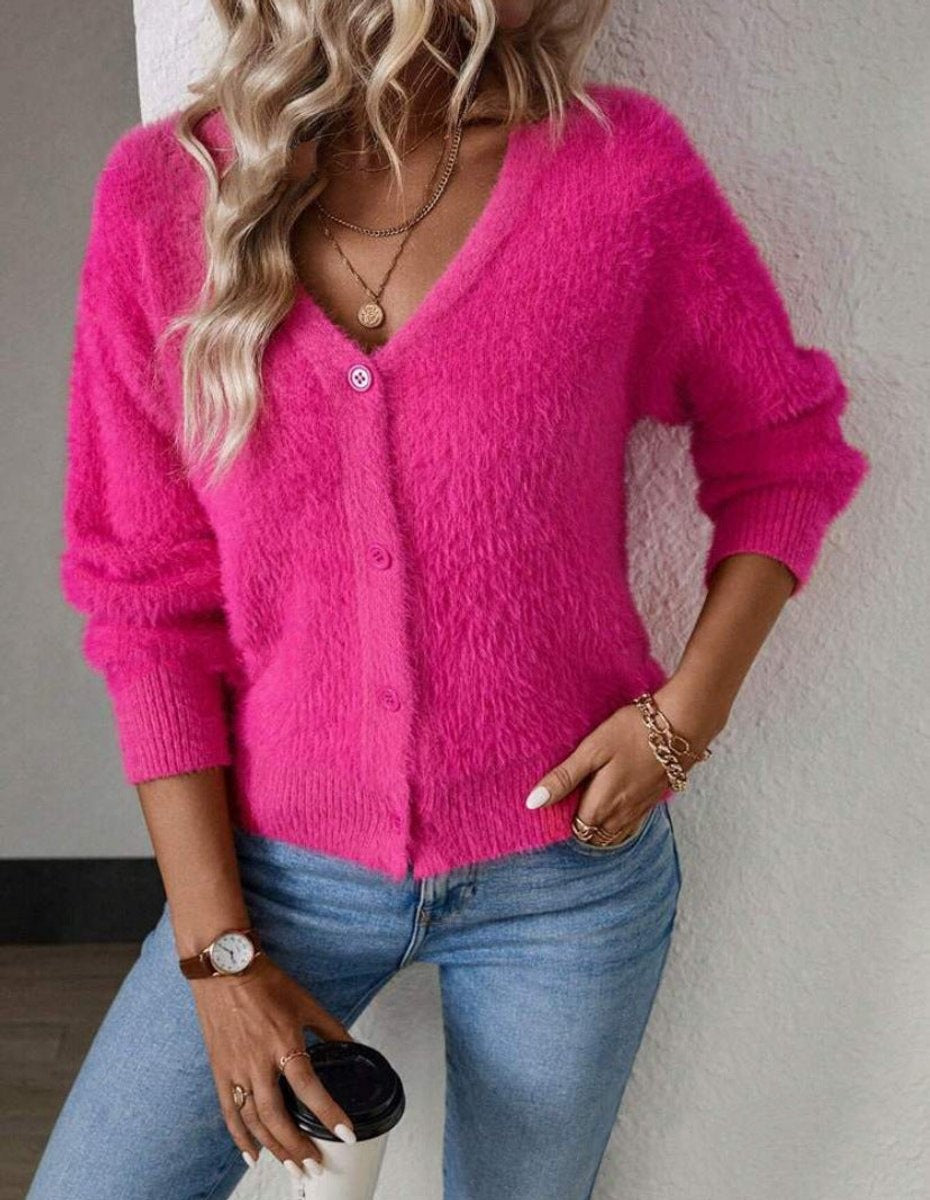 Avery | Women's Soft Knit Cardigan Sweater V Neck Button Front