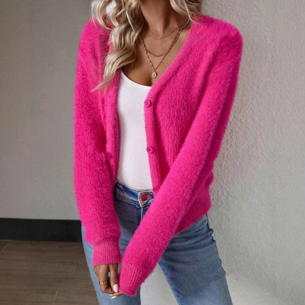 Avery | Women's Soft Knit Cardigan Sweater V Neck Button Front
