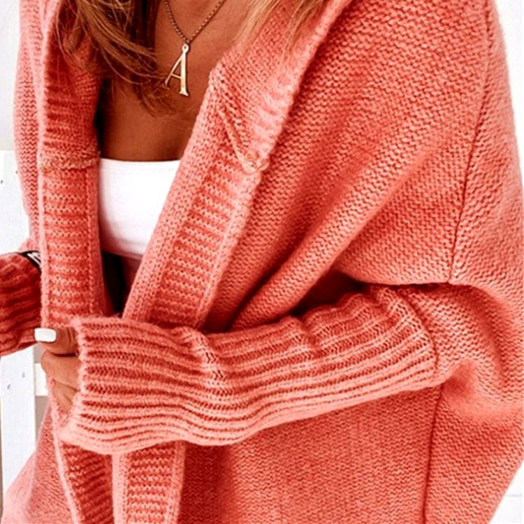 Olivia - Women's Open-Front Hooded Knit Cardigan