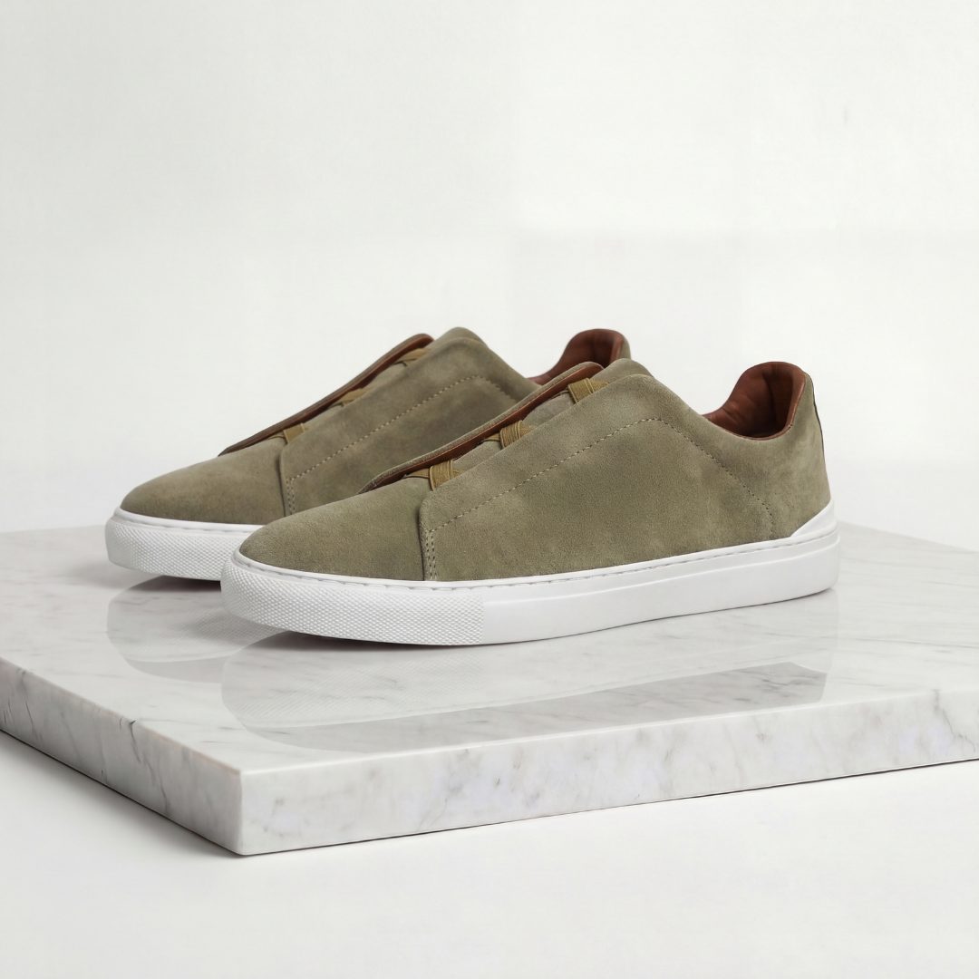 Olivier | Men's Suede Sneakers with Loop Lacing