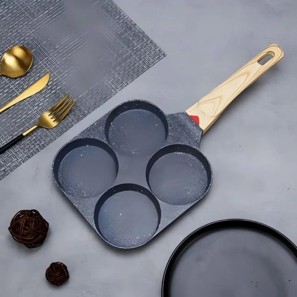 Omelette Pan | 4-Compartment Nonstick | Induction Compatible