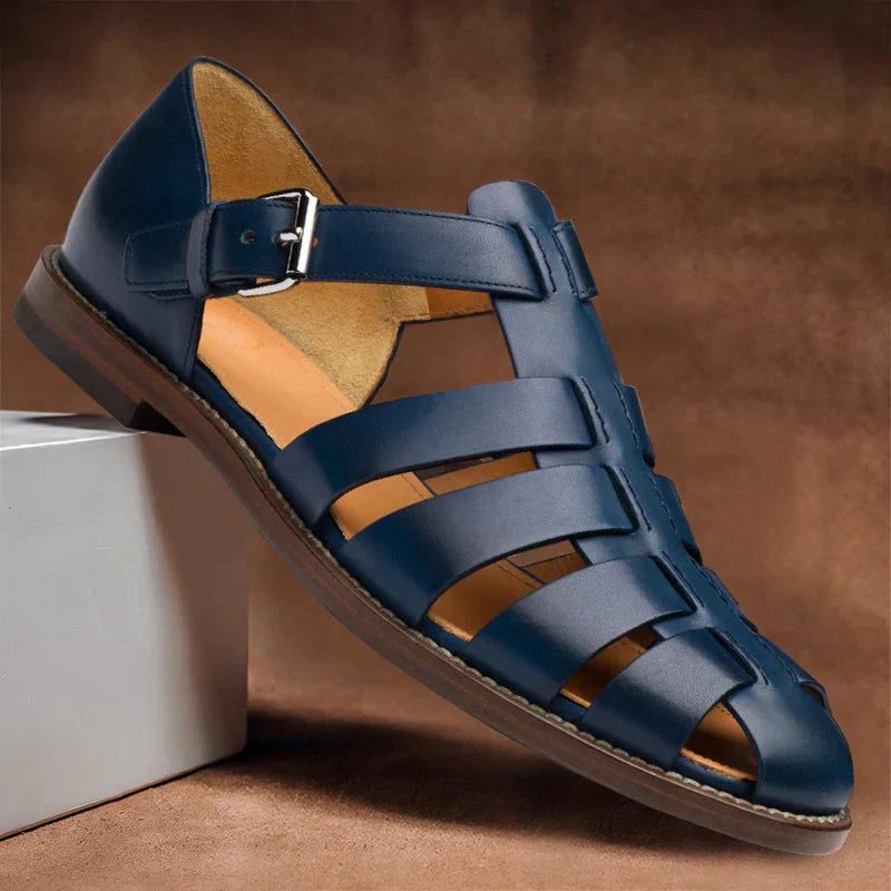Open Toe Strappy Leather Sandals for Men