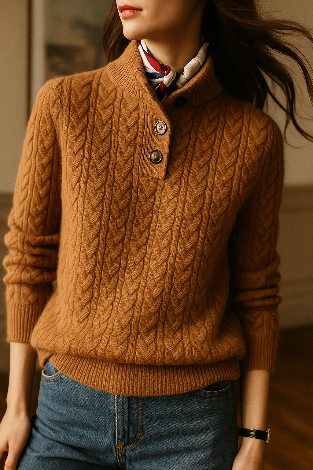 Ophelia | Button-Up Cable Knit Sweater