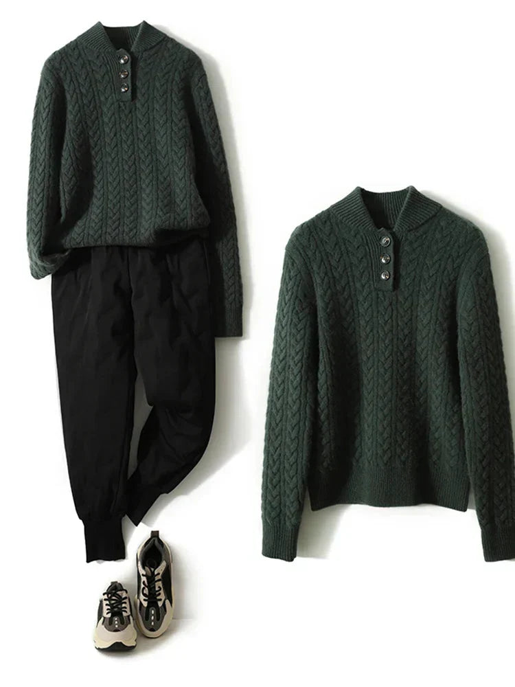 Ophelia | Button-Up Cable Knit Sweater