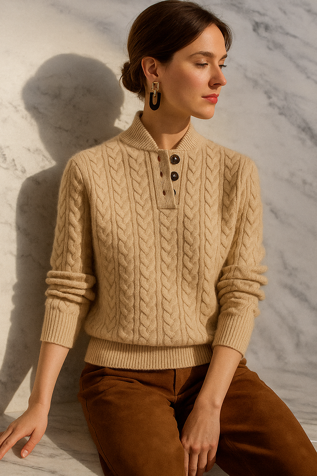 Ophelia | Button-Up Cable Knit Sweater