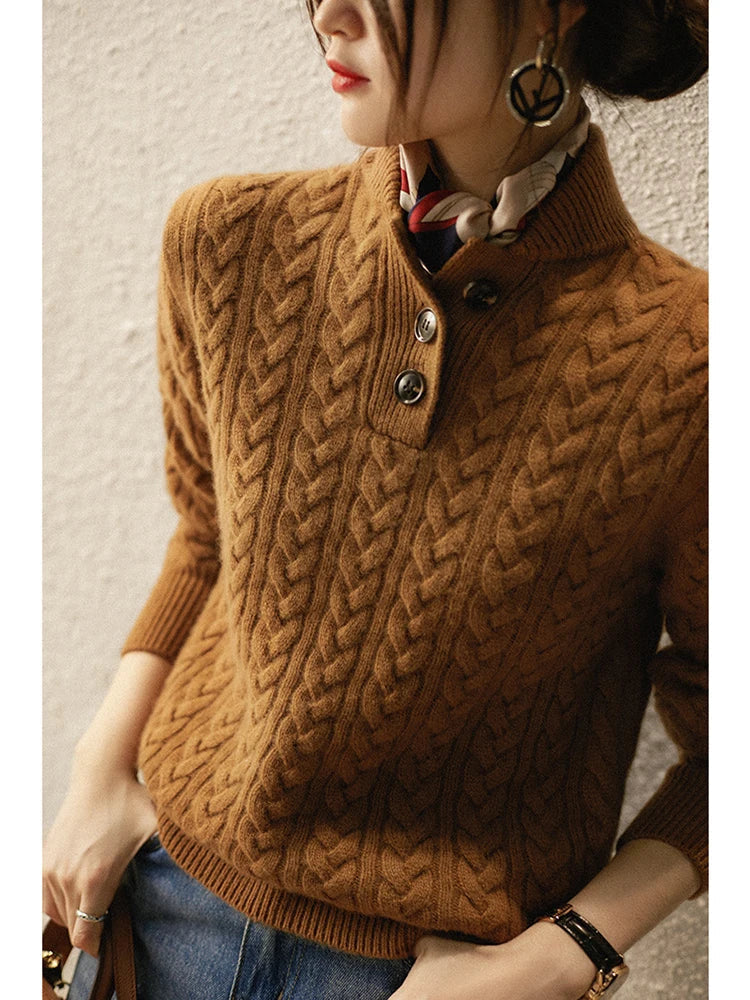 Ophelia | Button-Up Cable Knit Sweater