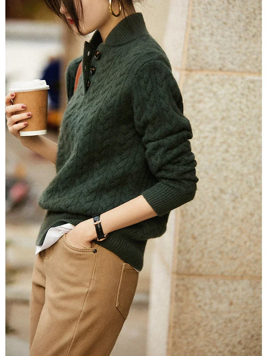 Ophelia | Button-Up Cable Knit Sweater