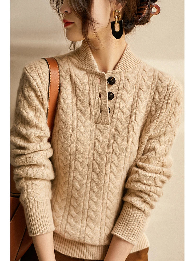 Ophelia | Button-Up Cable Knit Sweater