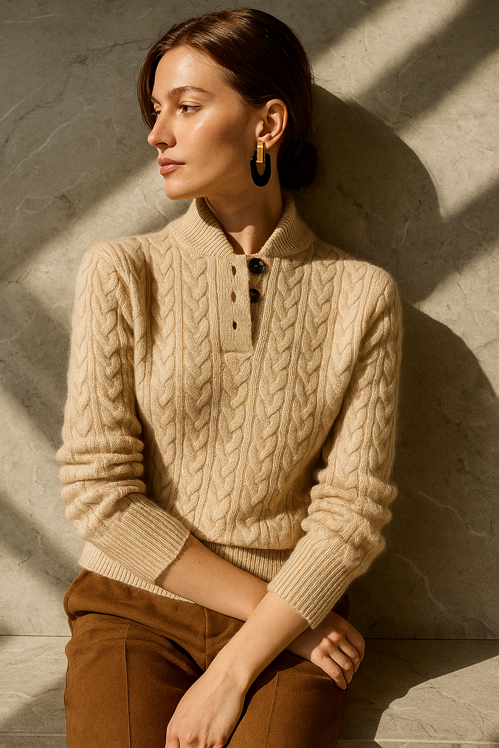 Ophelia | Button-Up Cable Knit Sweater