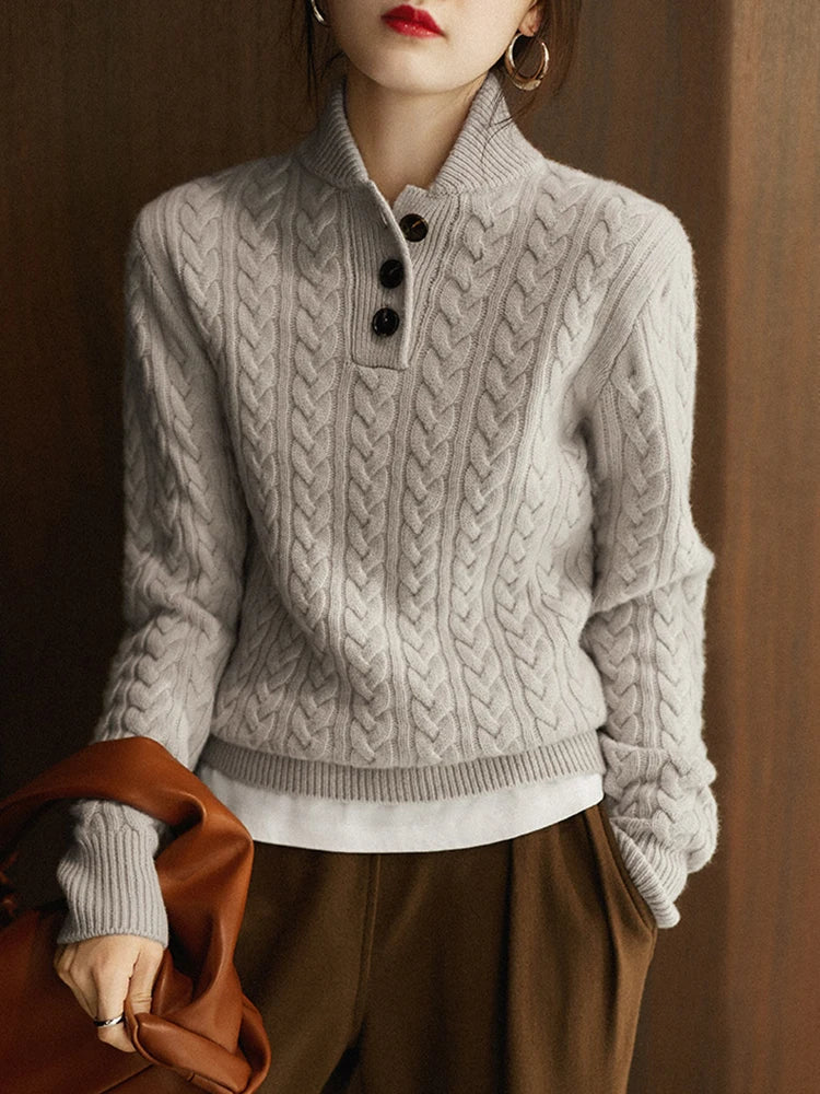 Ophelia | Button-Up Cable Knit Sweater