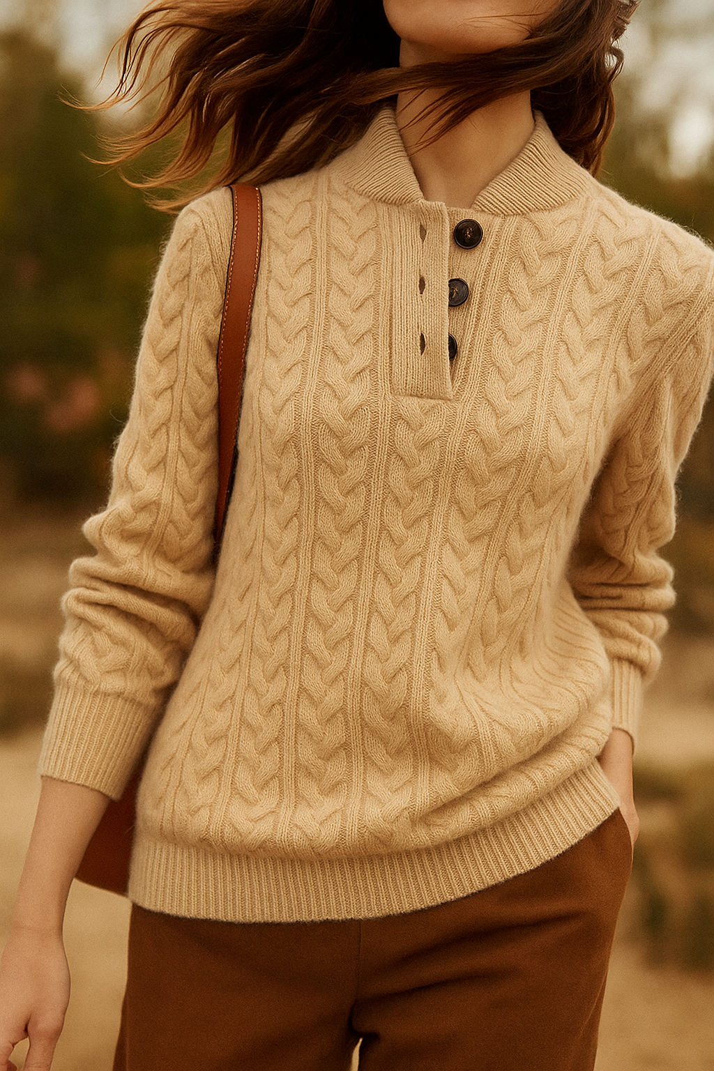 Ophelia | Button-Up Cable Knit Sweater