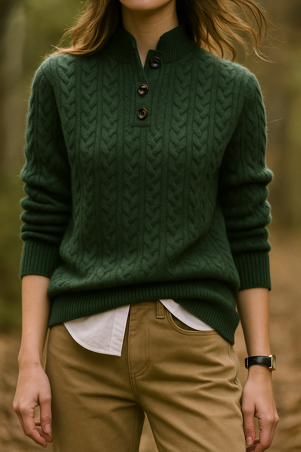 Ophelia | Button-Up Cable Knit Sweater