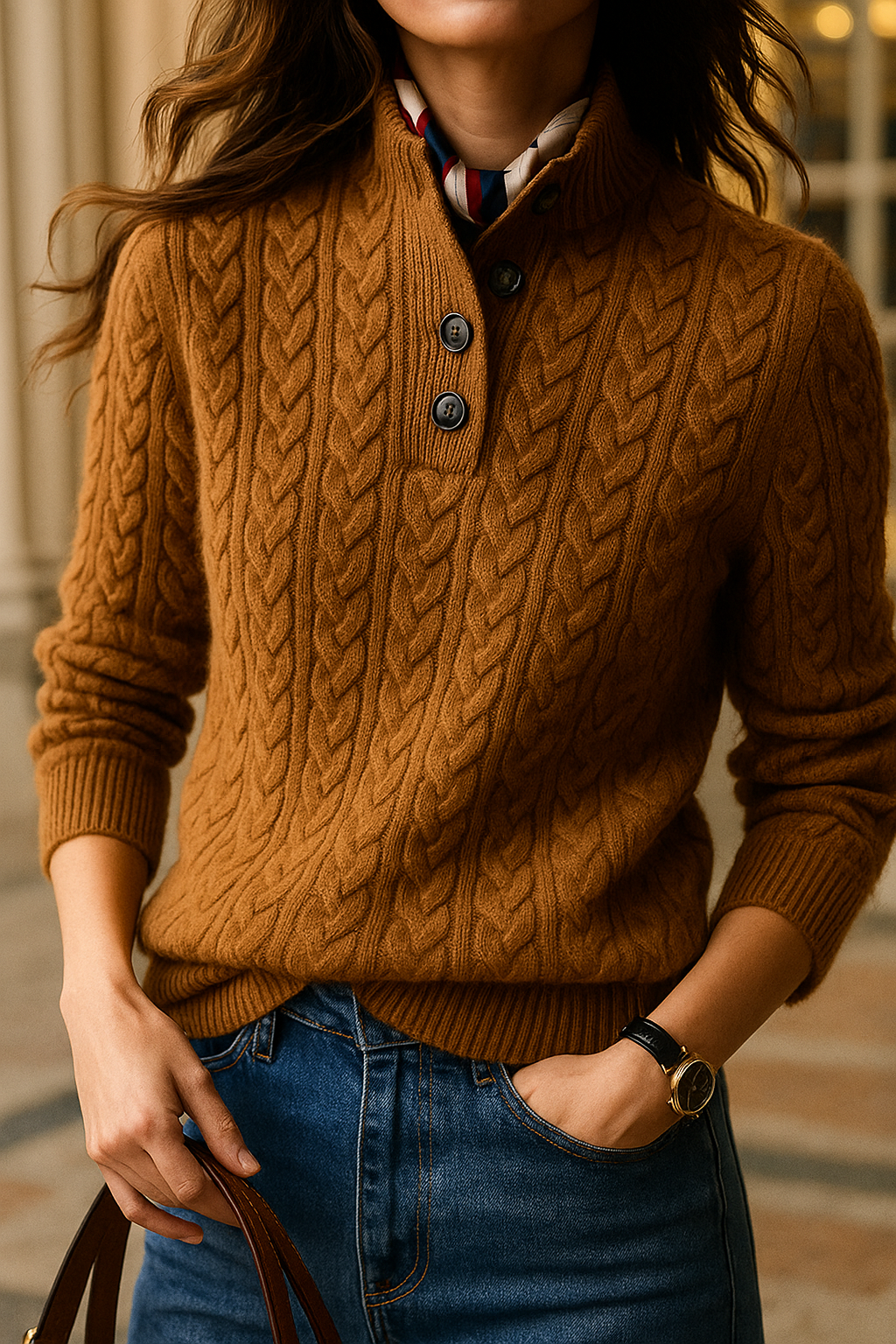Ophelia | Button-Up Cable Knit Sweater