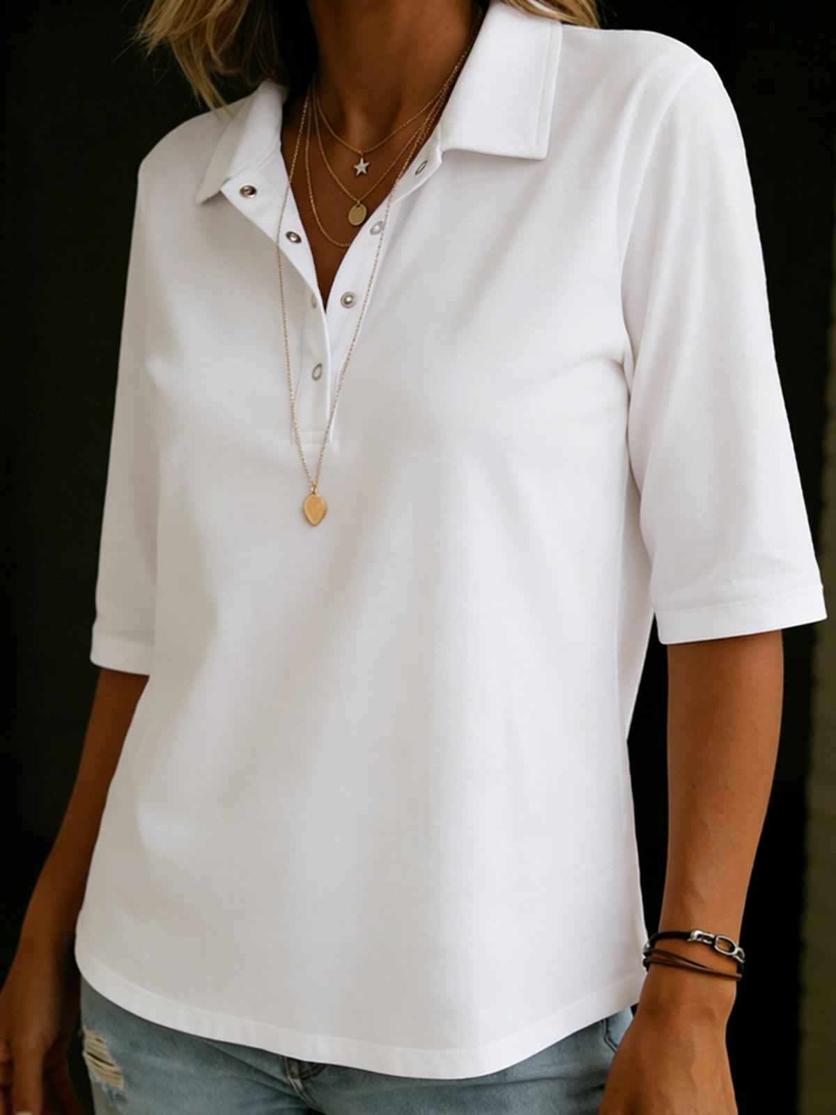 Jane | Casual Cozy Polo Collar 100% Cotton Half-sleeve T-shirt