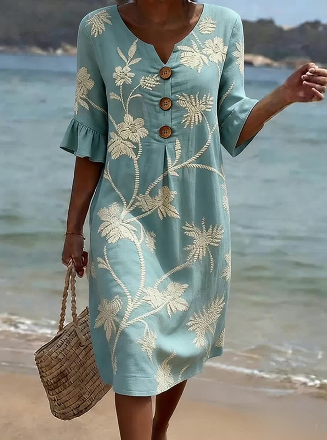 Eloise | Floral Print Casual Cotton-Linen Dress