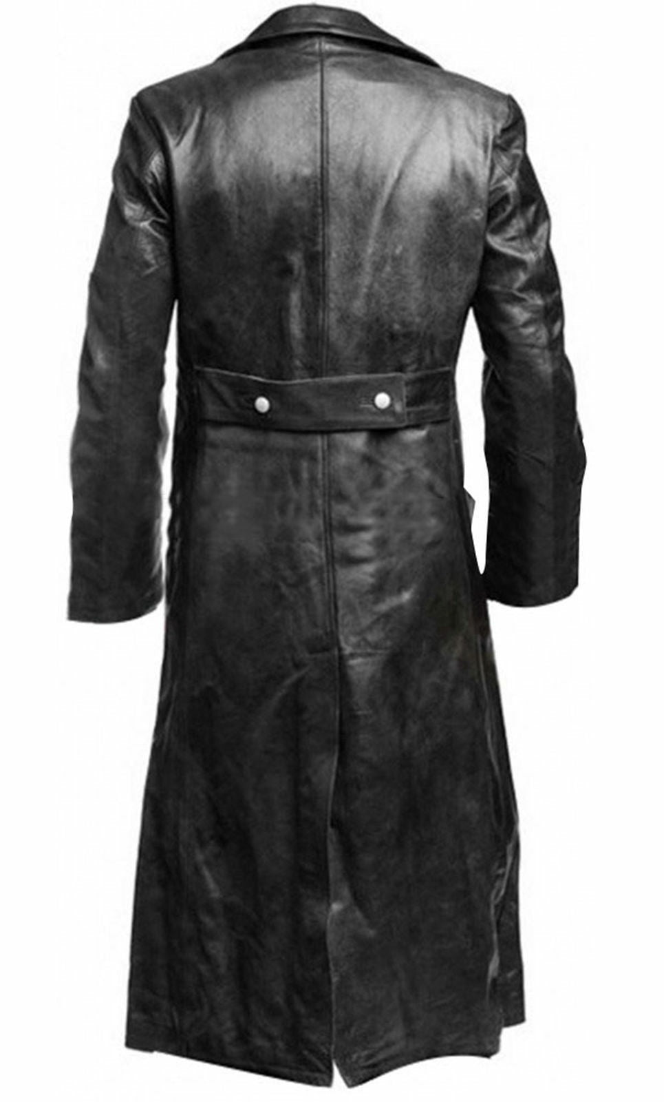 Dominic | Men's Long Leather Coat Double Breasted Trench