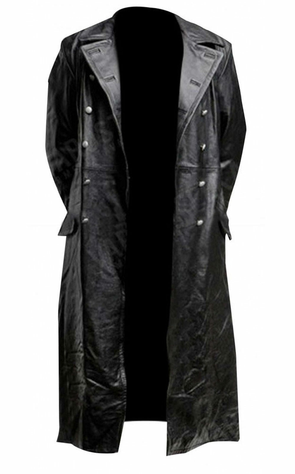 Dominic | Men's Long Leather Coat Double Breasted Trench