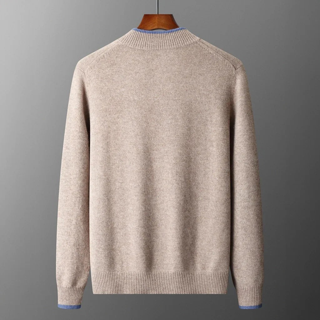 David | Men's Zip Up Sweater Knit Ribbed Collar