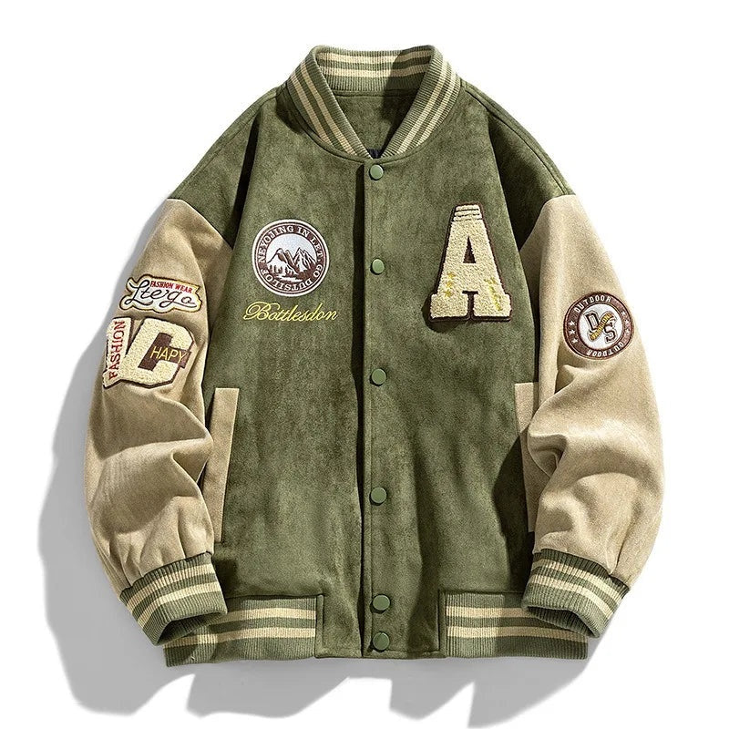 Garrett | Men's Varsity Jacket Embroidered Patches Button Up