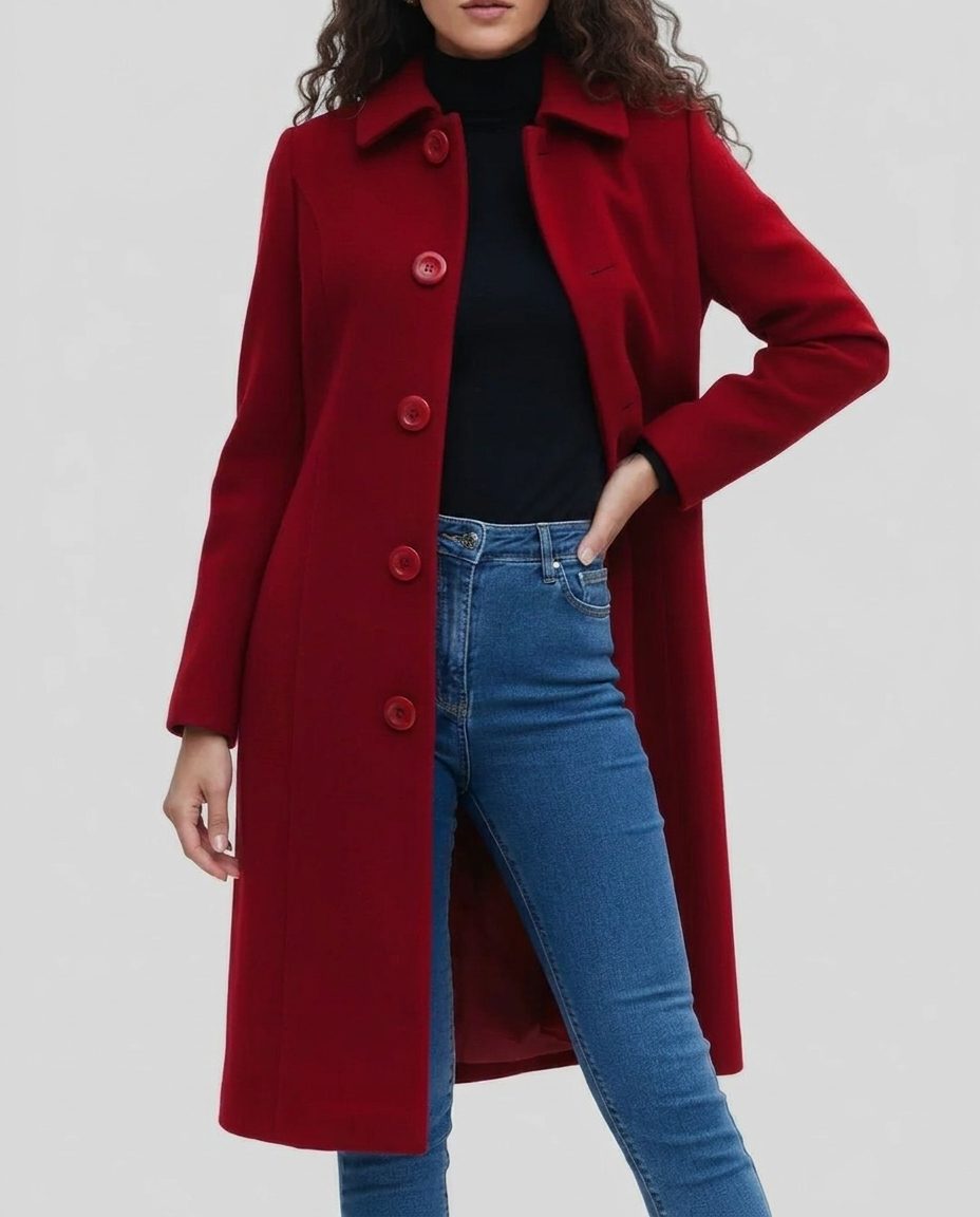 Orlaith | Long Single-Breasted Trench Coat with Notch Collar for Women
