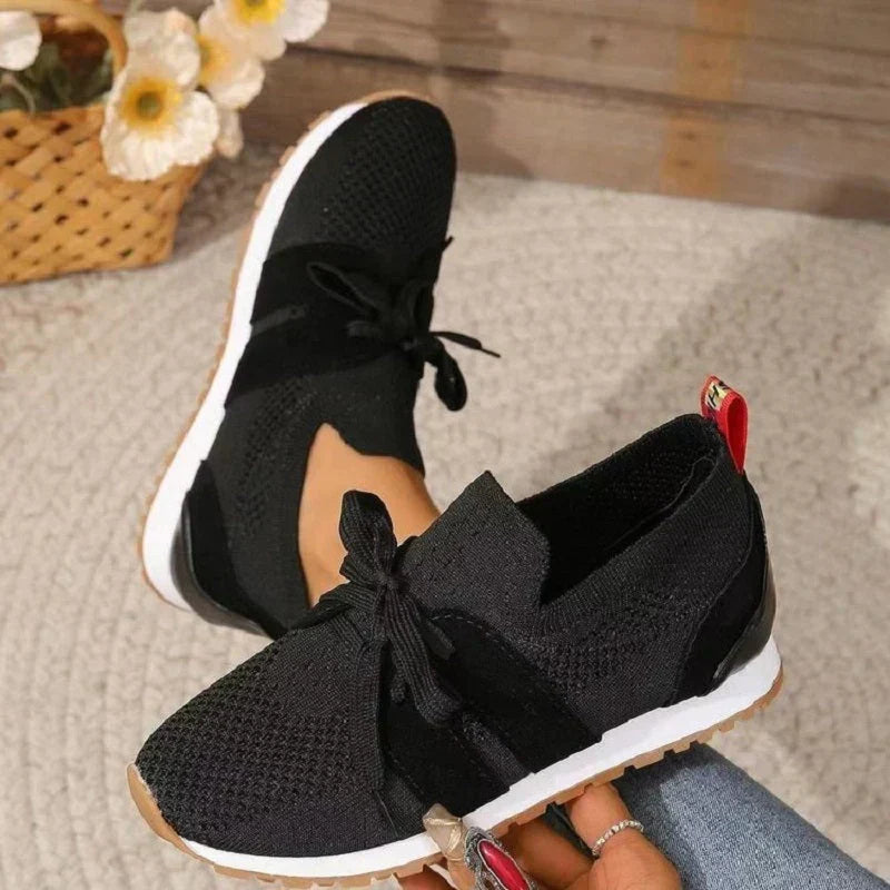 Women's Knit Slip-On Trainers with Bow Detail