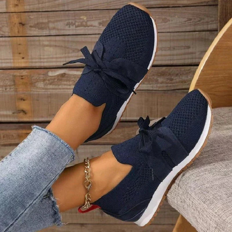 Women's Knit Slip-On Trainers with Bow Detail