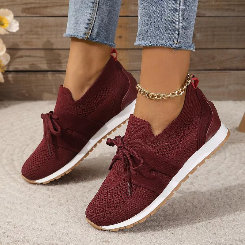 Women's Knit Slip-On Trainers with Bow Detail