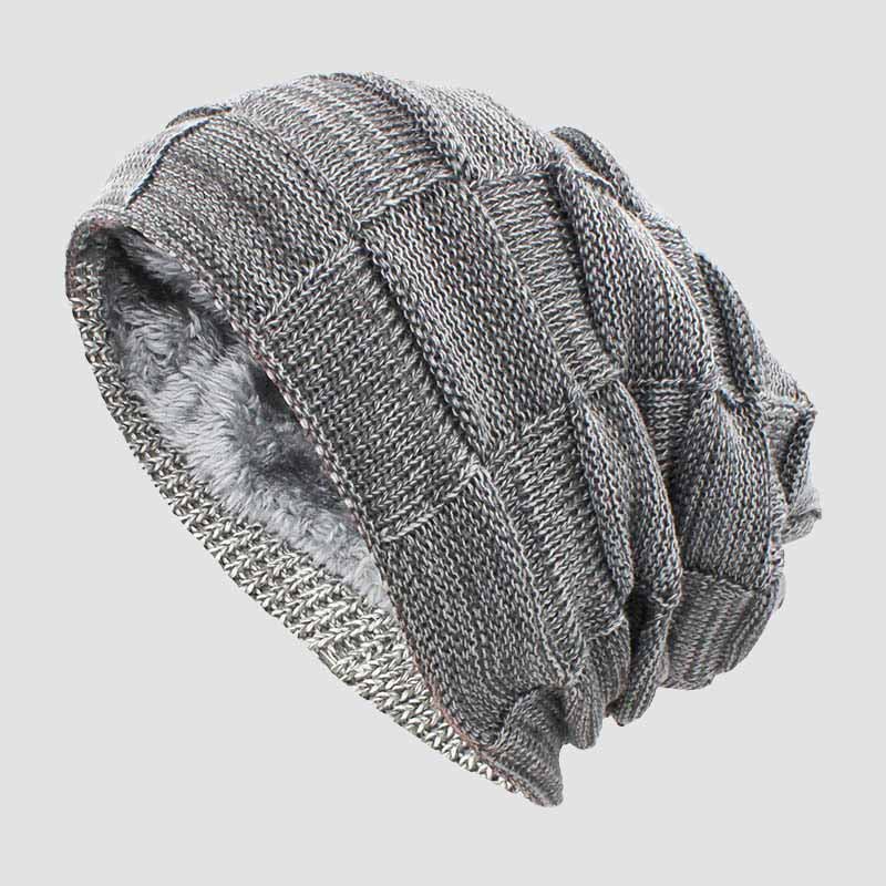 Oslo - Textured Knit Slouchy Beanie with Fleece Lining
