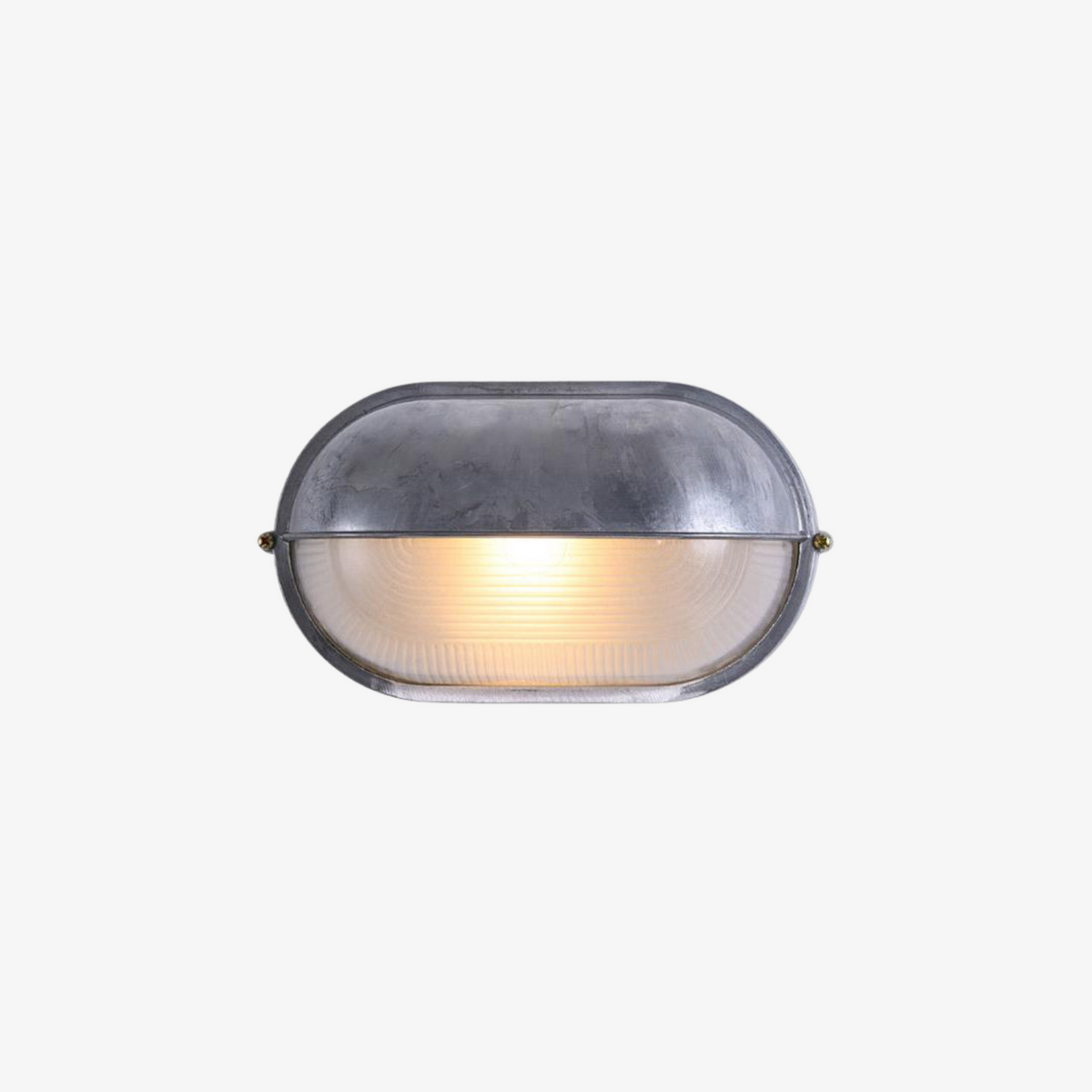 Outdoor Bulkhead Wall Light with Oval Shield and Ribbed Glass Diffuser