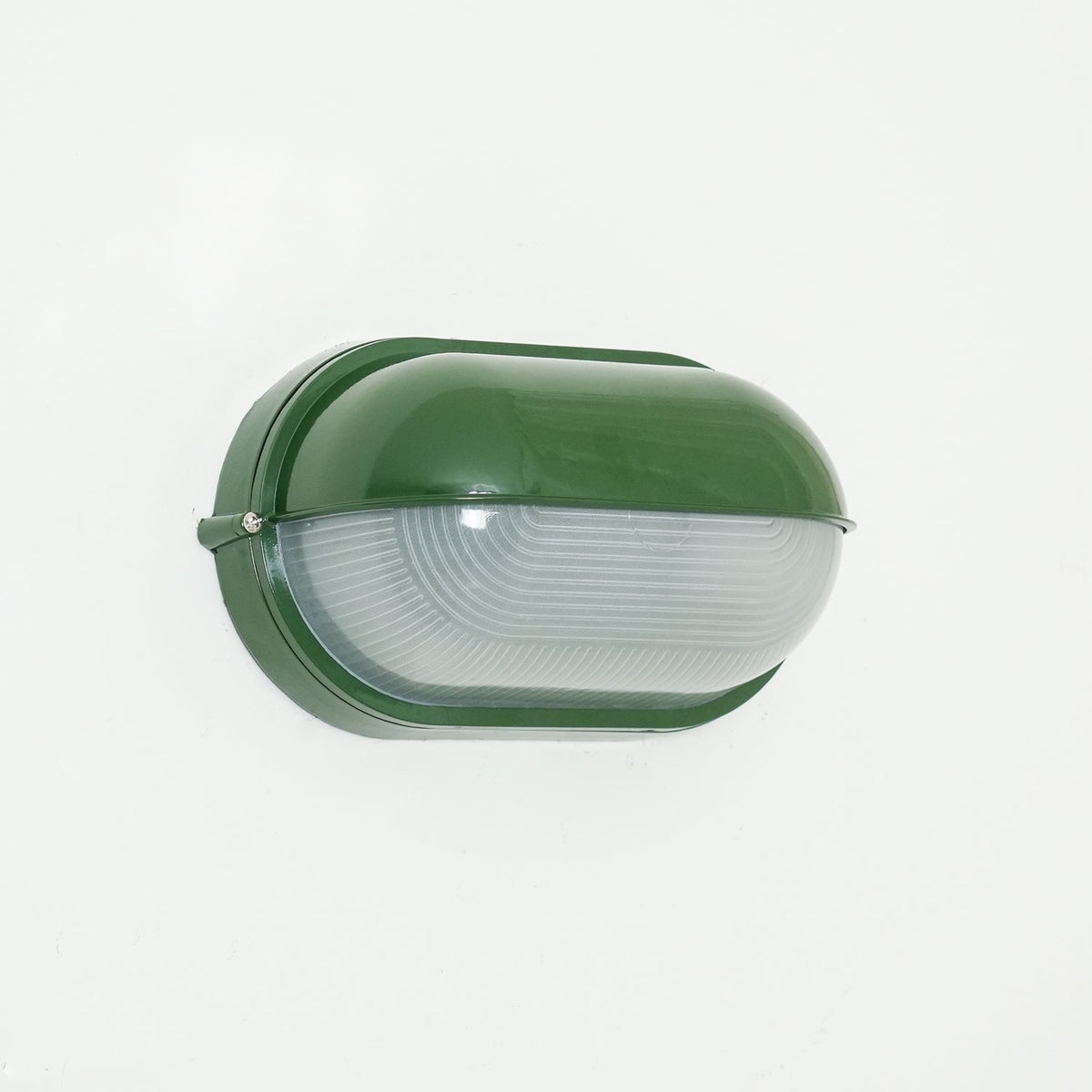 Outdoor Bulkhead Wall Light with Oval Shield and Ribbed Glass Diffuser