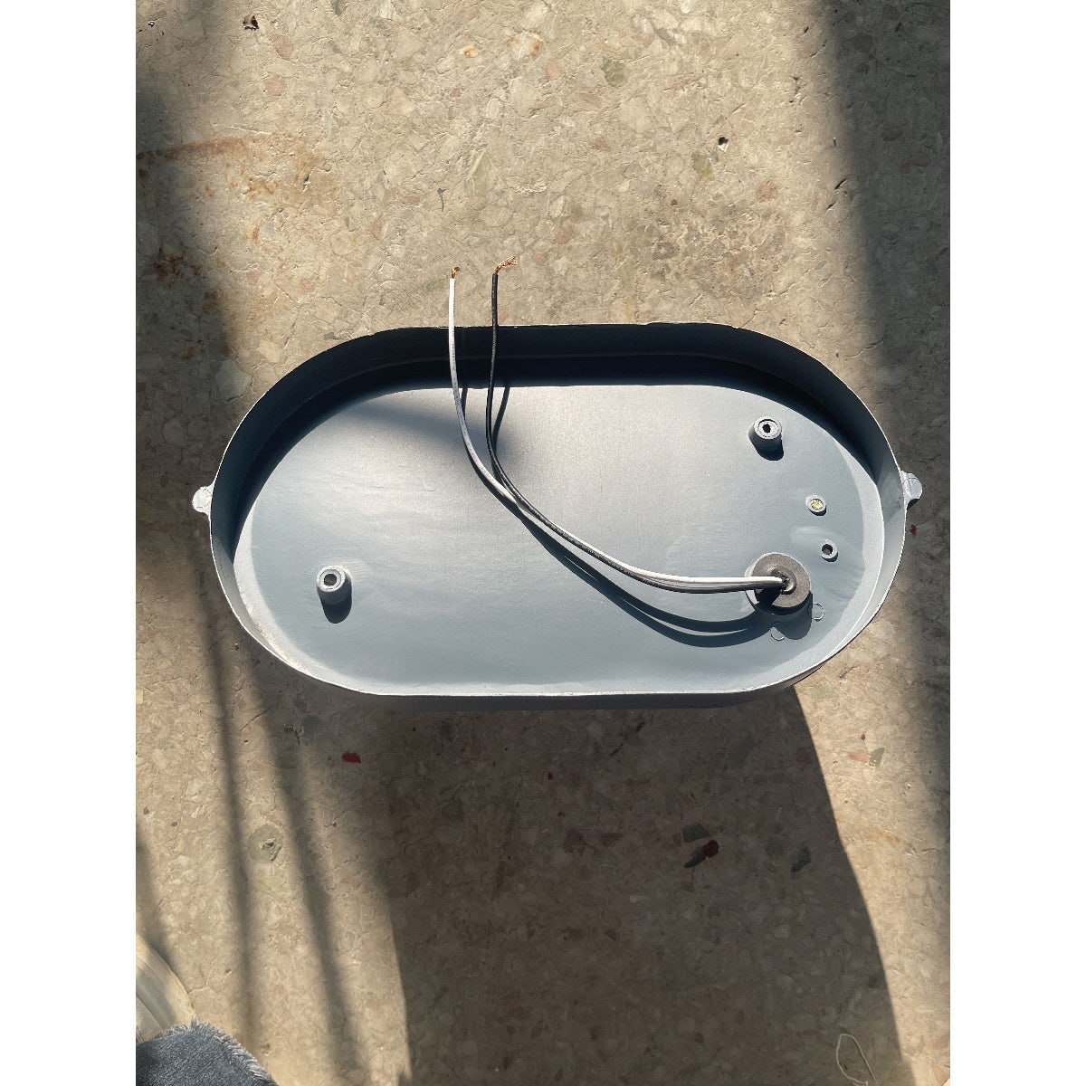 Outdoor Bulkhead Wall Light with Oval Shield and Ribbed Glass Diffuser