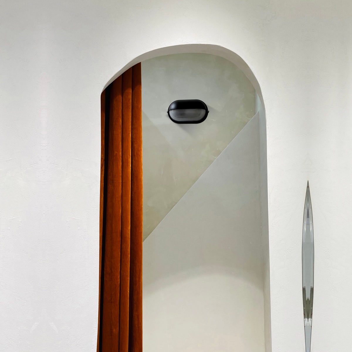 Outdoor Bulkhead Wall Light with Oval Shield and Ribbed Glass Diffuser