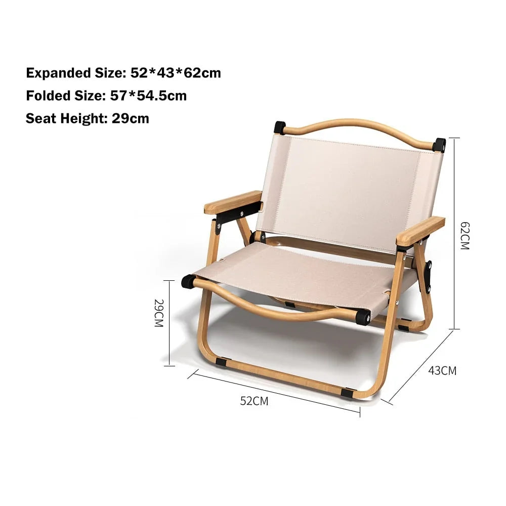 Outdoor Chair | Foldable & Lightweight Oxford Fabric | Beech Wood Armrests